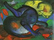 Franz Marc Two Cats, blue and yellow oil on canvas